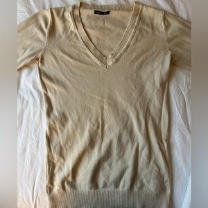 Basic Beige V-Neck Sweater Size Medium